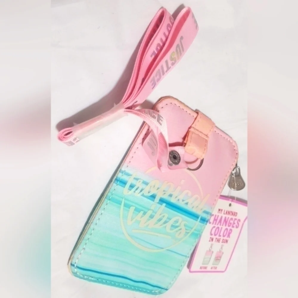 Justice Tropical Vibes Changing Color Hanging ID Case